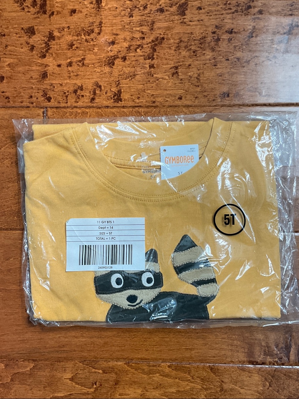Gymboree Yellow Short-Sleeve Tee with Raccoon Applique NWT
